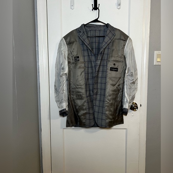 Canali Gray and Blue Checkered Blazer - Picture 6 of 8